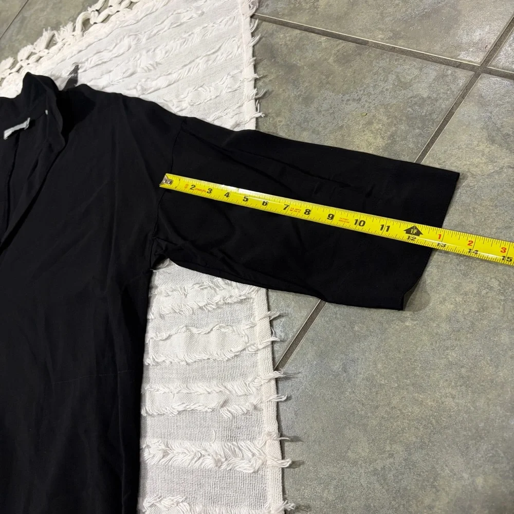 Vince Shirt Dress Black Easy Knit Oversized Split Neck Pullover Sz L Lagen Look - Picture 9 of 11